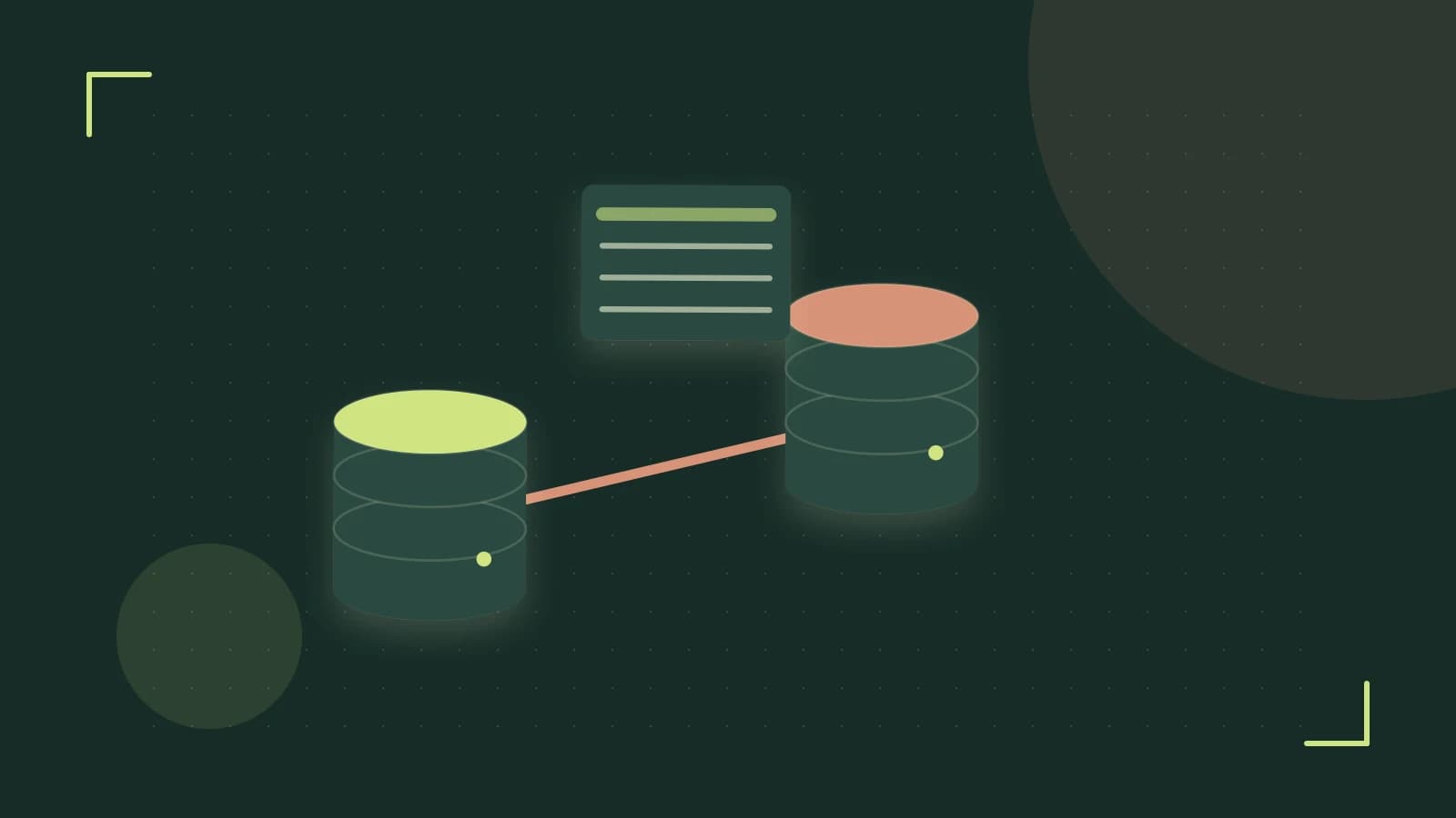 Editorial illustration of structured records, database cylinders and relationships between tables