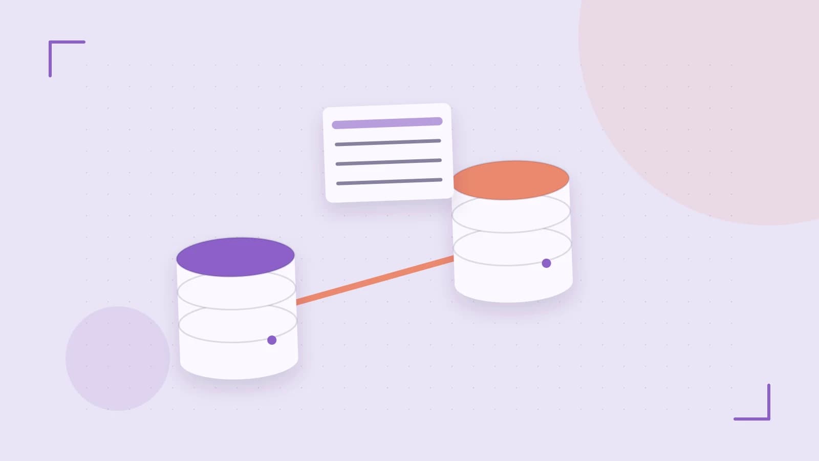 Editorial illustration of structured records, database cylinders and relationships between tables