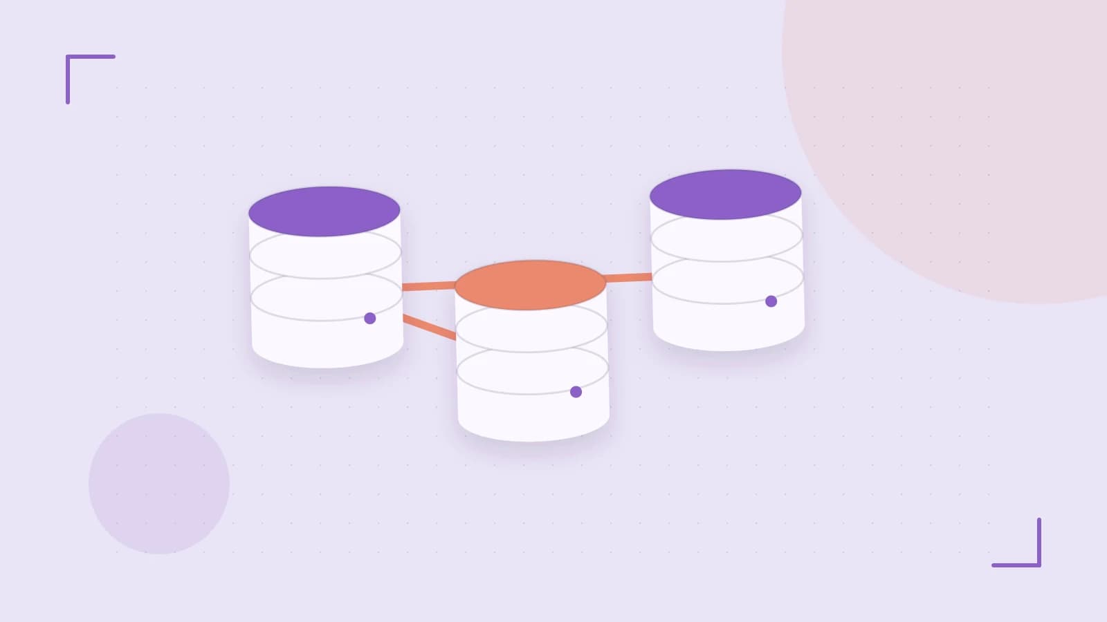 Editorial illustration of structured records, database cylinders and relationships between tables