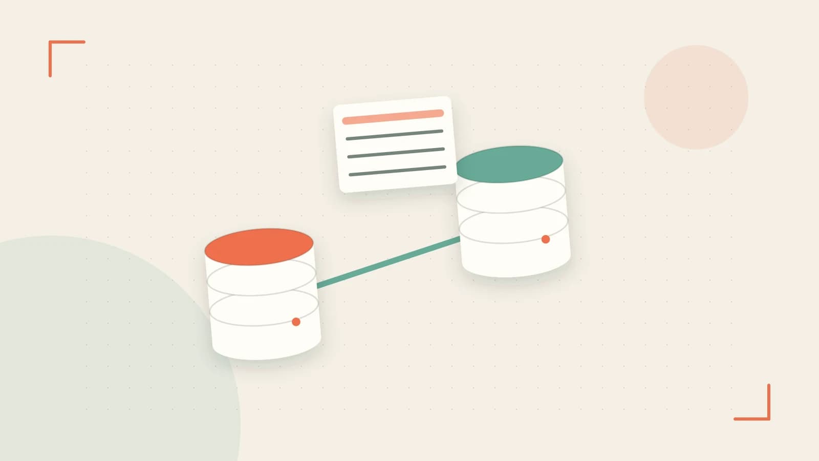 Editorial illustration of structured records, database cylinders and relationships between tables