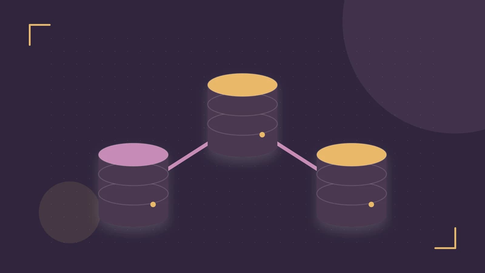 Editorial illustration of structured records, database cylinders and relationships between tables