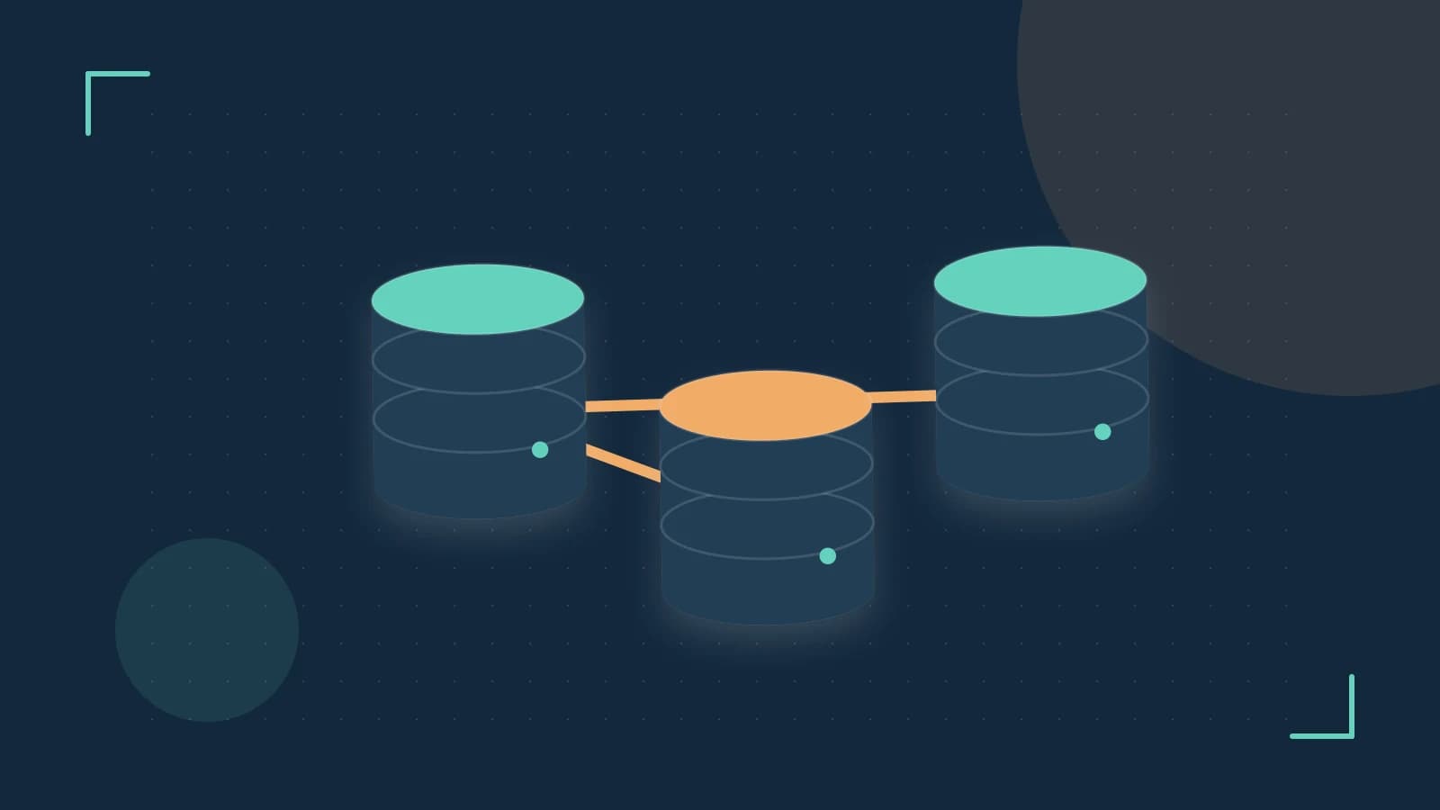 Editorial illustration of structured records, database cylinders and relationships between tables