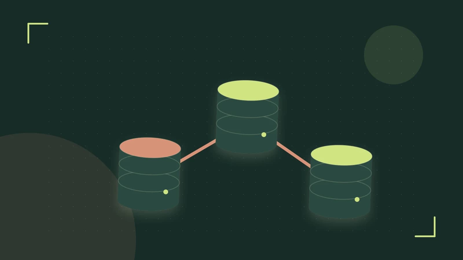 Editorial illustration of structured records, database cylinders and relationships between tables