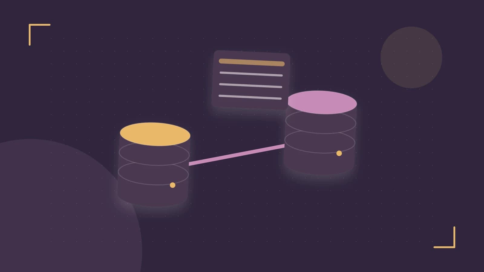 Editorial illustration of structured records, database cylinders and relationships between tables