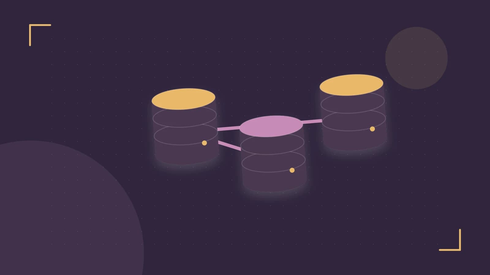 Editorial illustration of structured records, database cylinders and relationships between tables