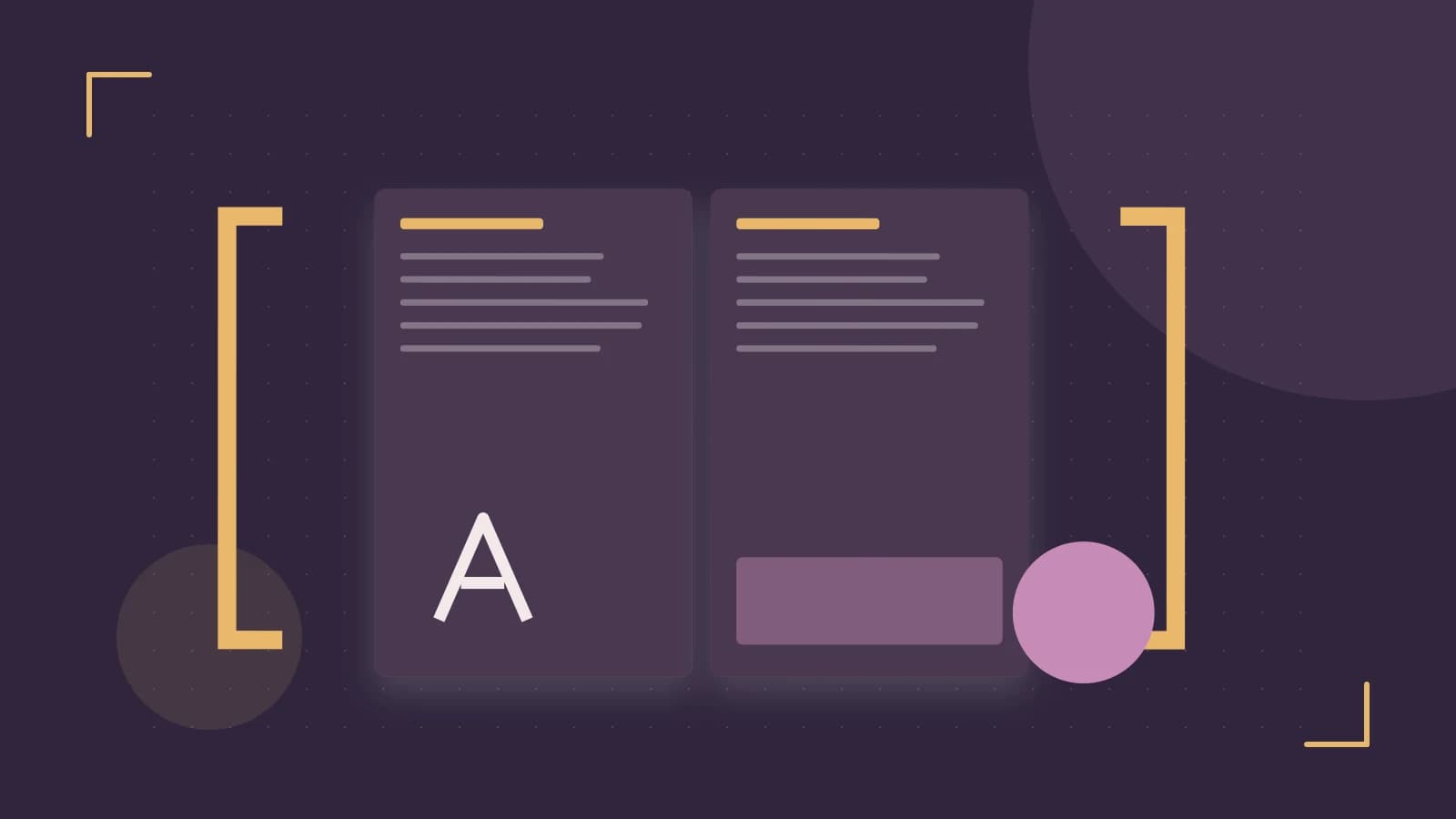 Editorial illustration of typeset pages, expressive letterform shapes and a precise editorial page grid