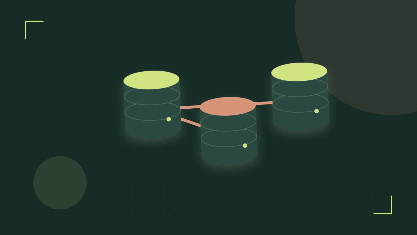 Editorial illustration of structured records, database cylinders and relationships between tables