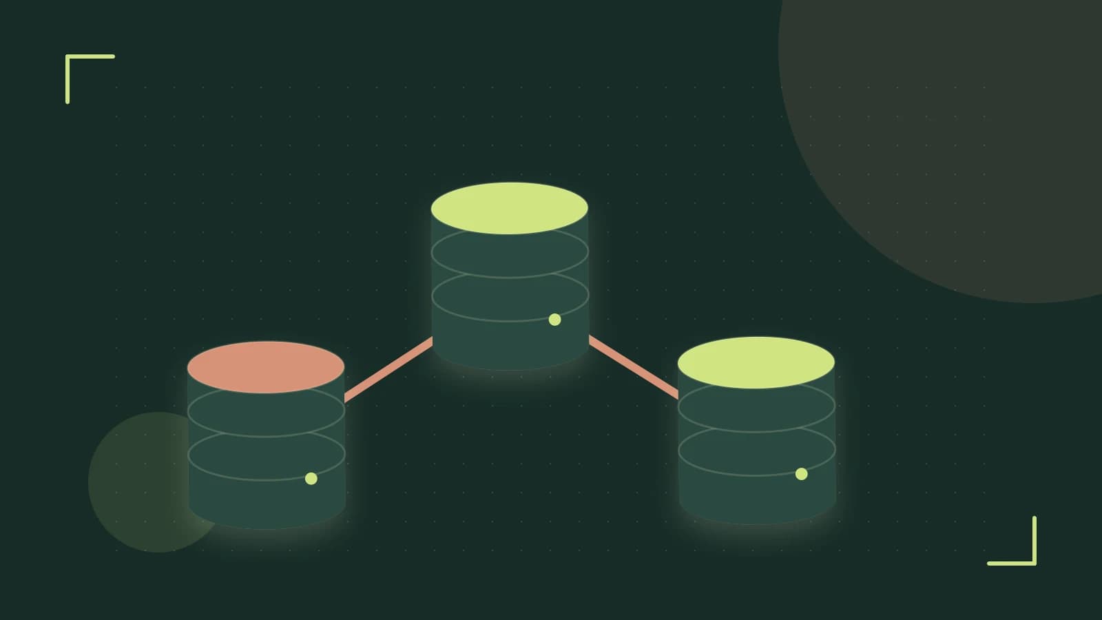 Editorial illustration of structured records, database cylinders and relationships between tables