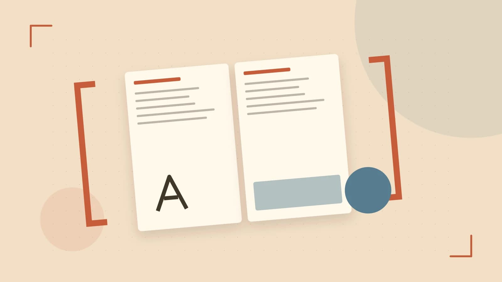 Editorial illustration of typeset pages, expressive letterform shapes and a precise editorial page grid