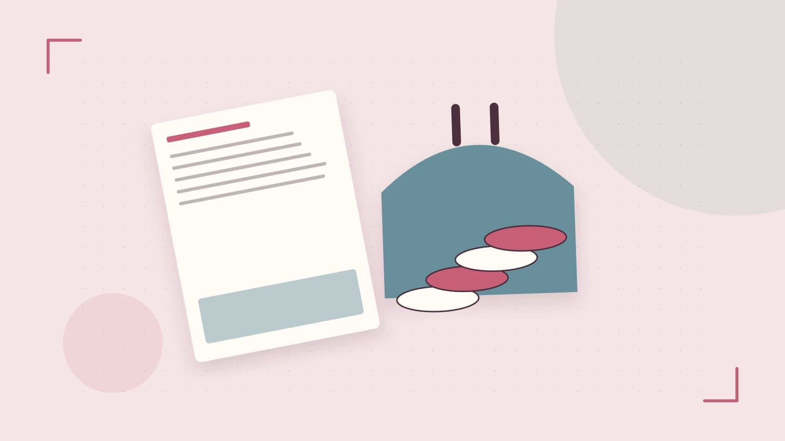 Editorial illustration of abstract coins, a payment card and a geometric financial chart without data labels