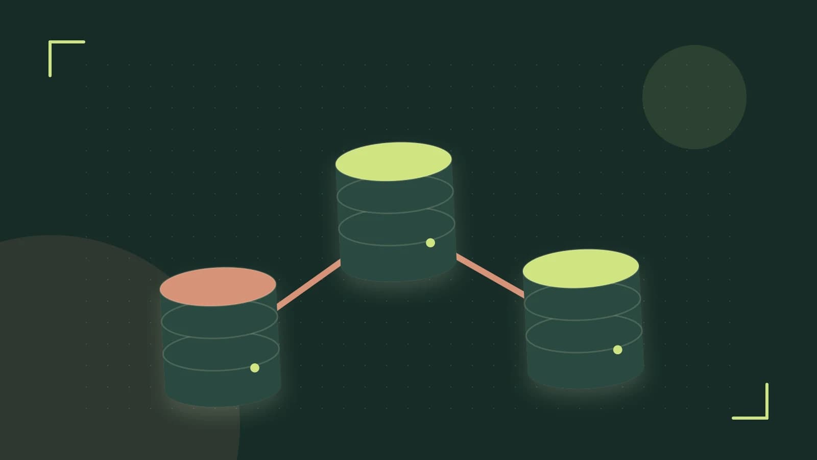 Editorial illustration of structured records, database cylinders and relationships between tables