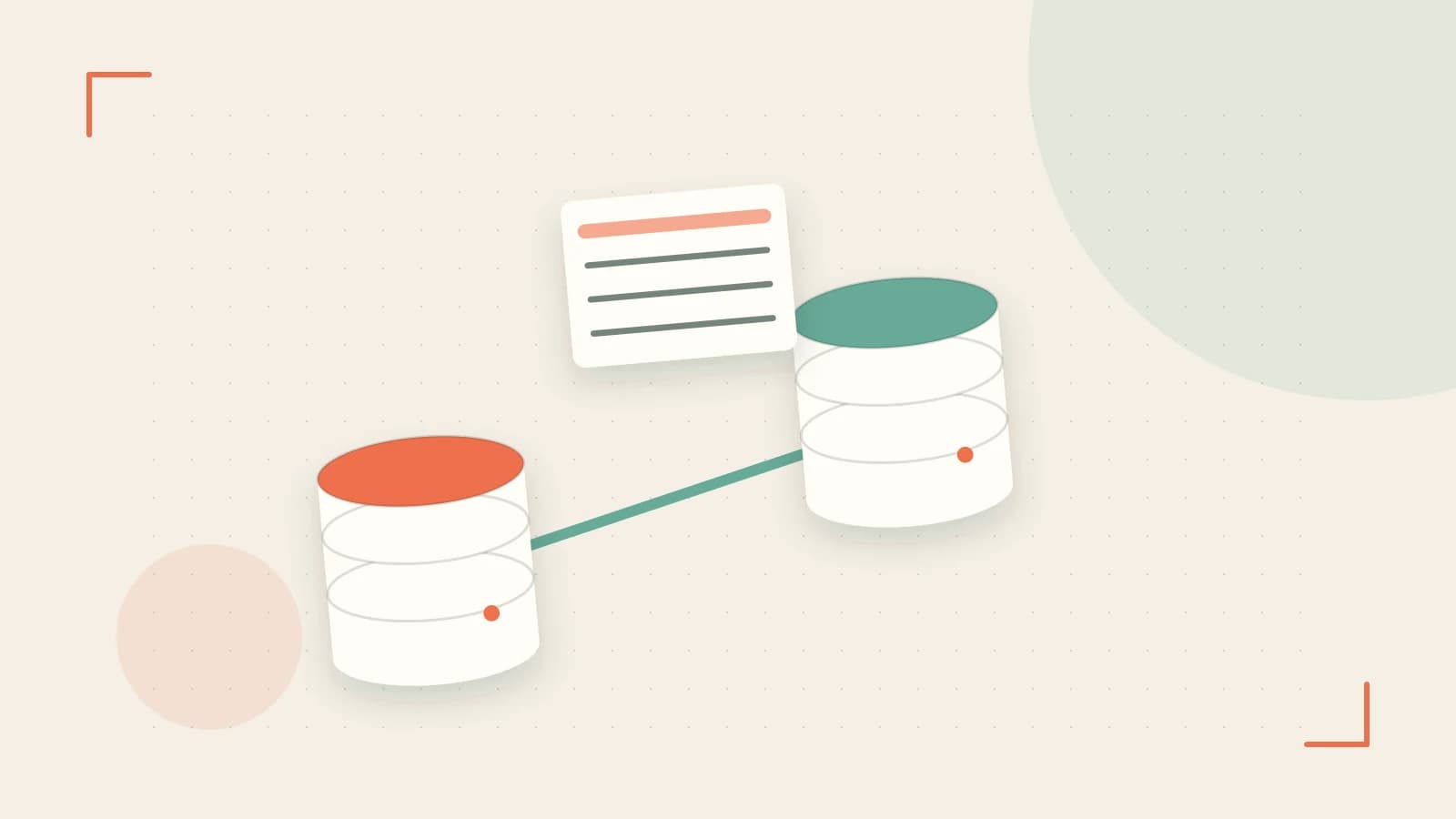 Editorial illustration of structured records, database cylinders and relationships between tables