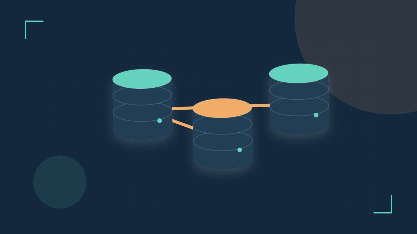 Editorial illustration of structured records, database cylinders and relationships between tables