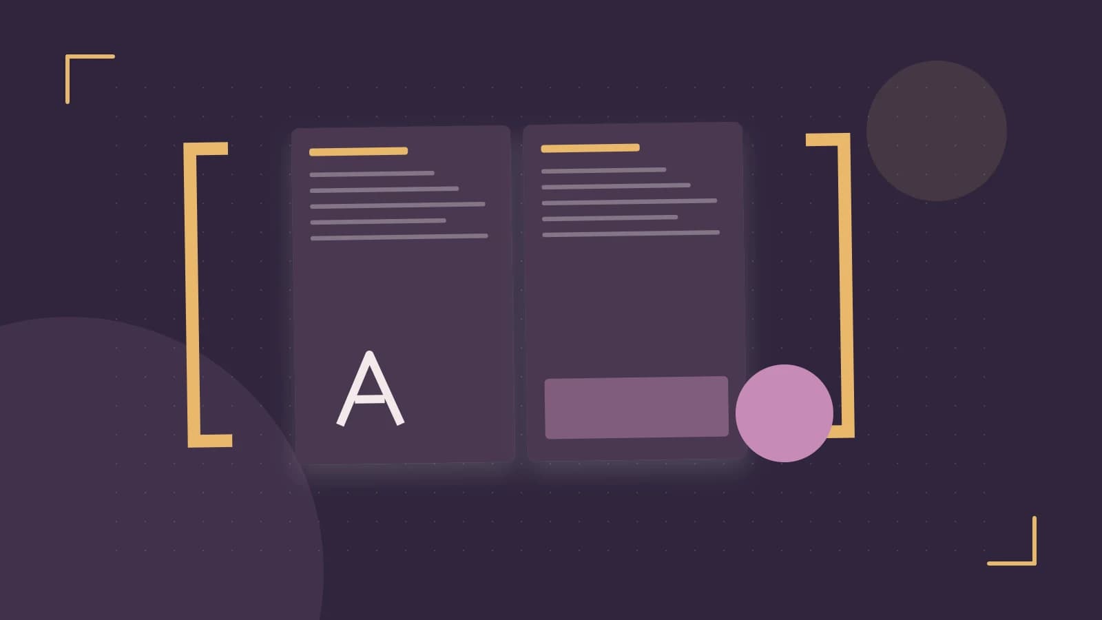 Editorial illustration of typeset pages, expressive letterform shapes and a precise editorial page grid