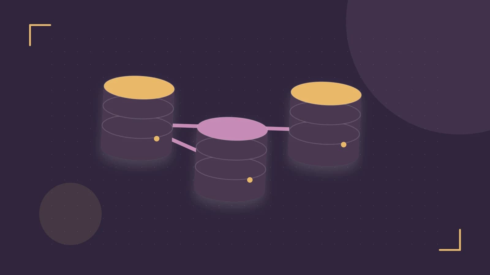Editorial illustration of structured records, database cylinders and relationships between tables