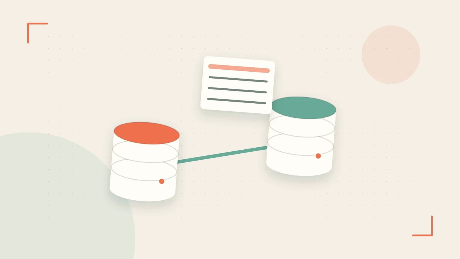 Editorial illustration of structured records, database cylinders and relationships between tables