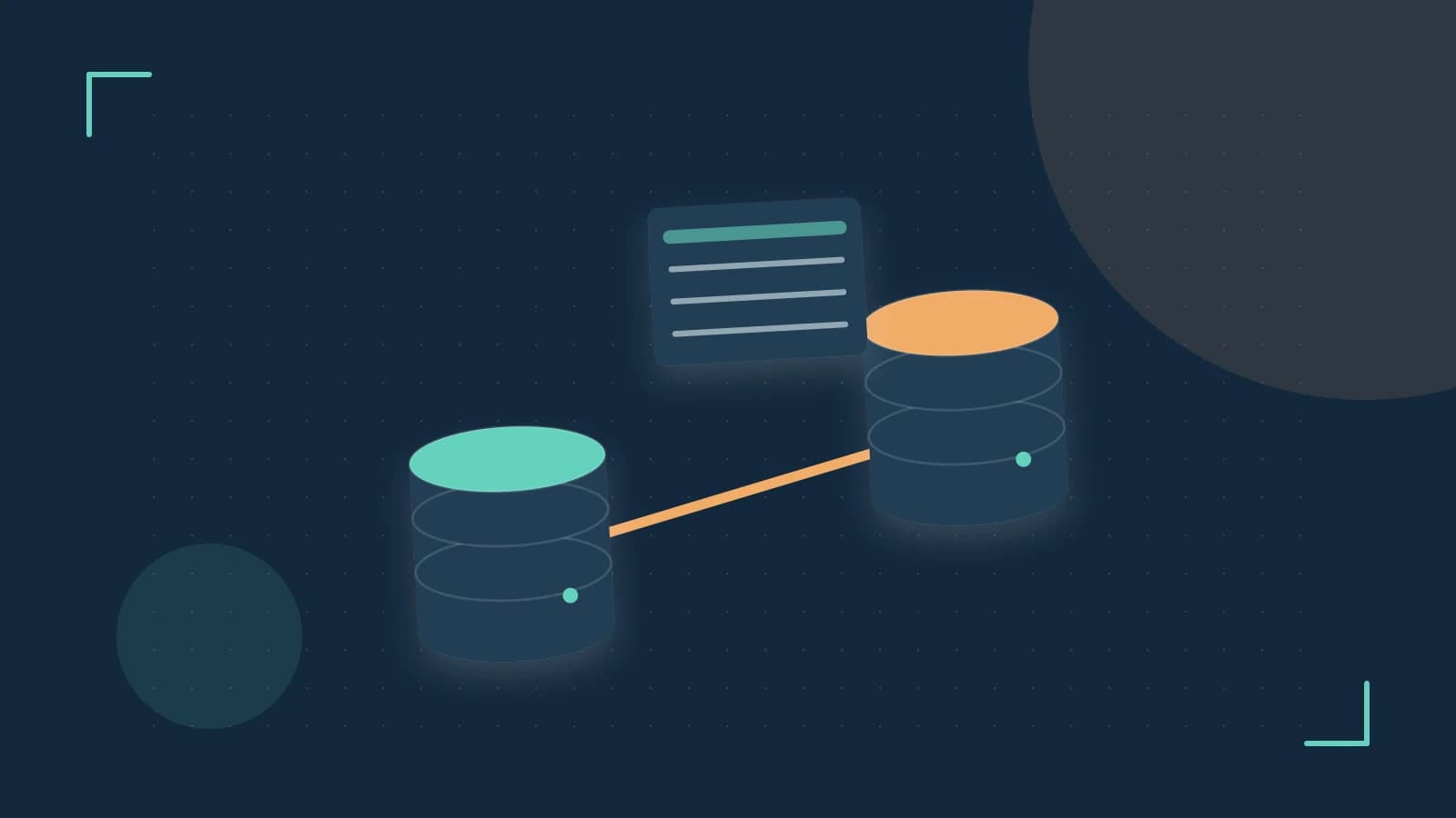 Editorial illustration of structured records, database cylinders and relationships between tables