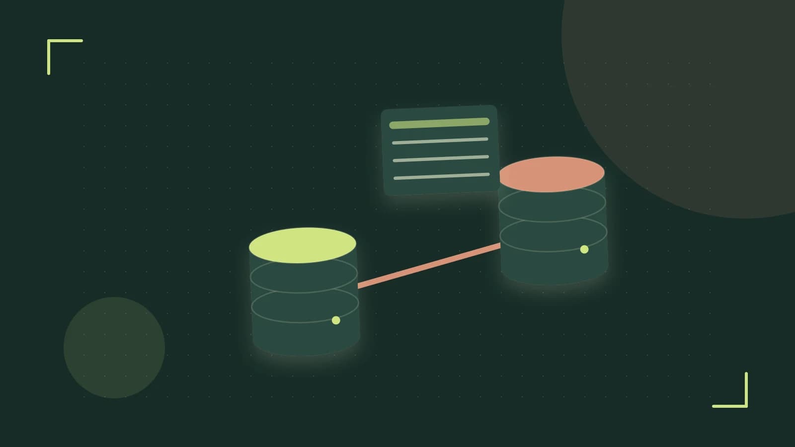 Editorial illustration of structured records, database cylinders and relationships between tables