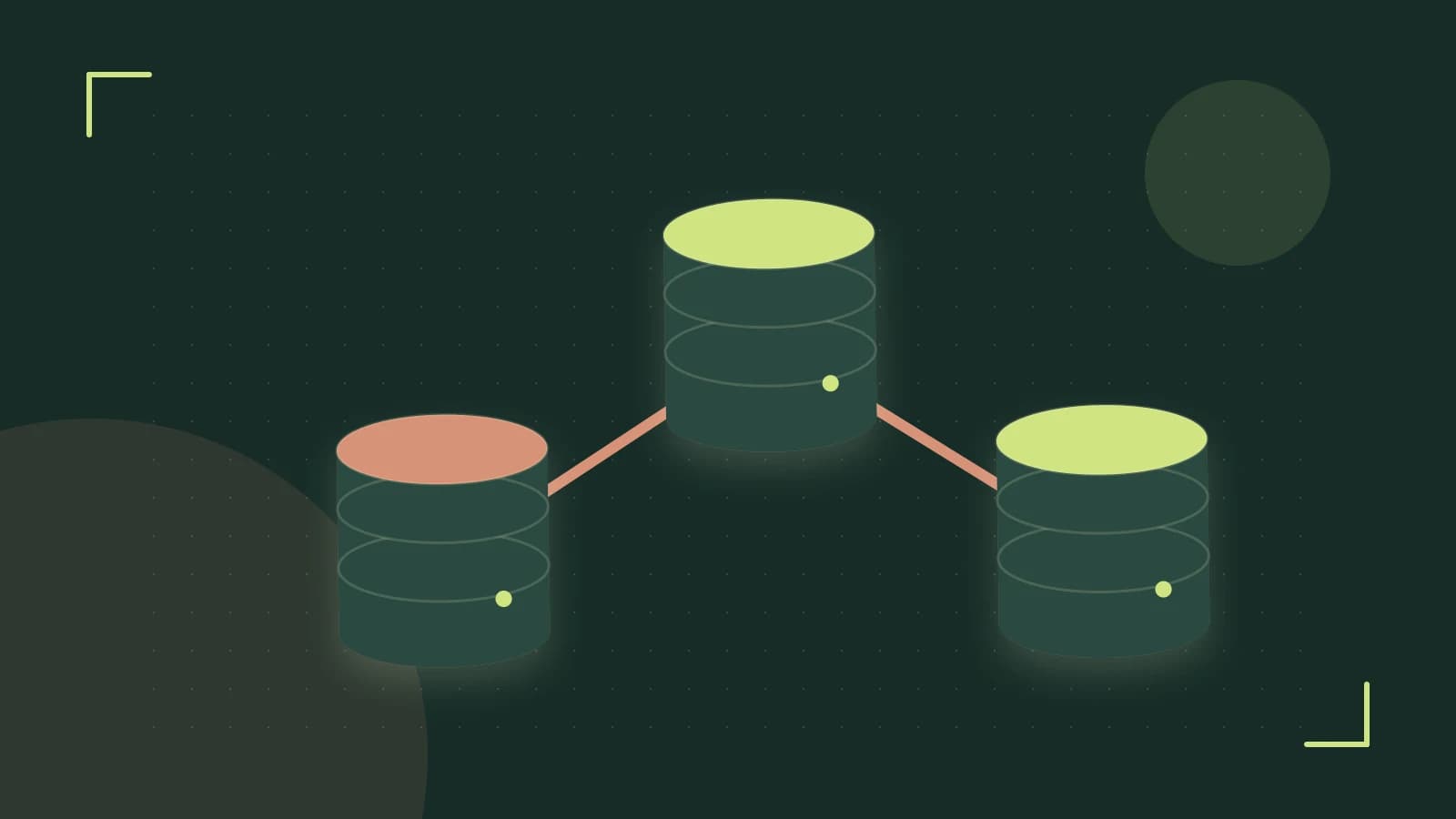 Editorial illustration of structured records, database cylinders and relationships between tables
