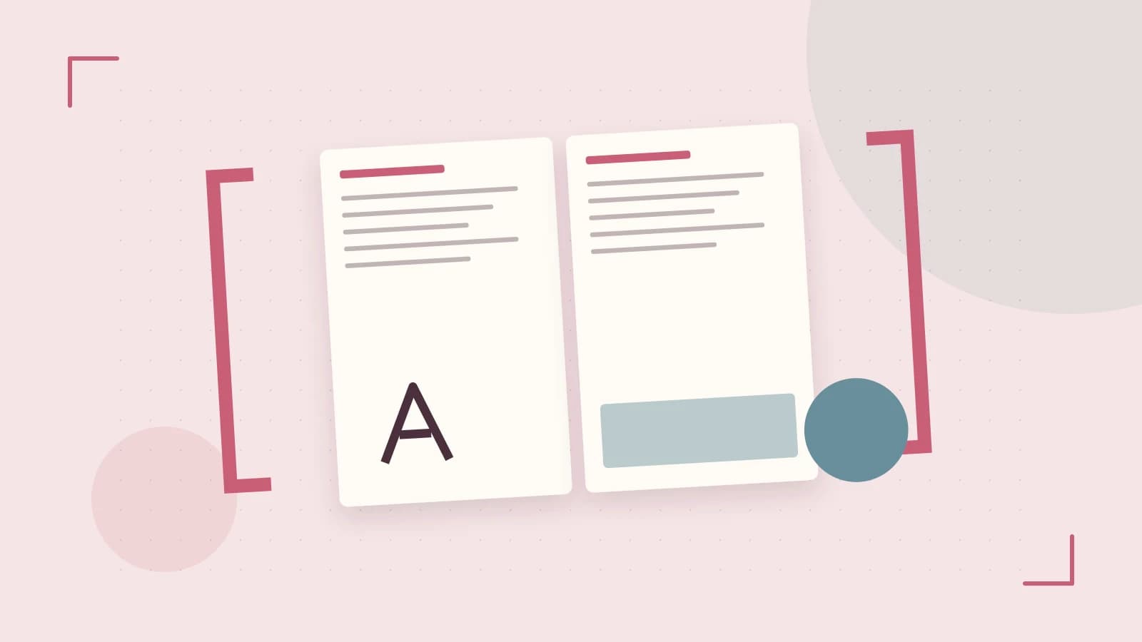 Editorial illustration of typeset pages, expressive letterform shapes and a precise editorial page grid