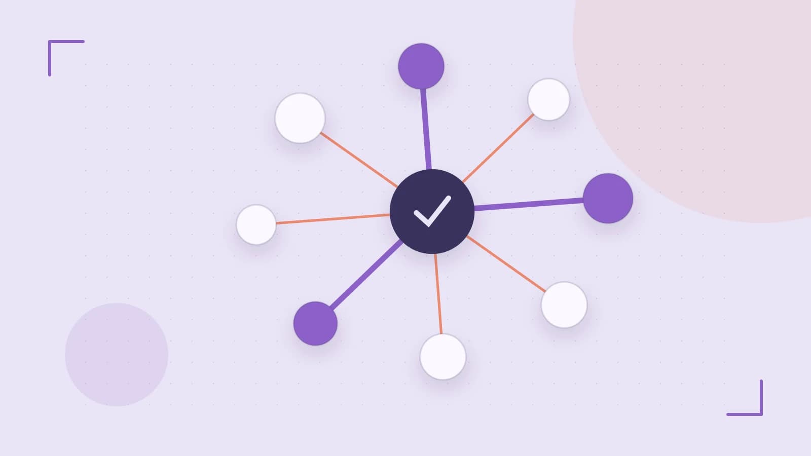 Editorial illustration of an algorithmic node graph with branching paths and a highlighted result