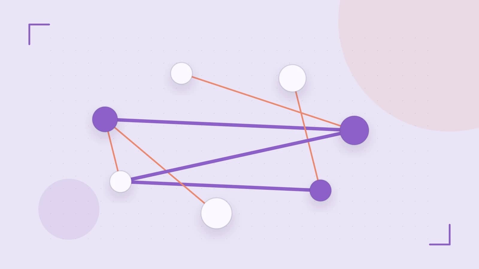 Editorial illustration of an algorithmic node graph with branching paths and a highlighted result