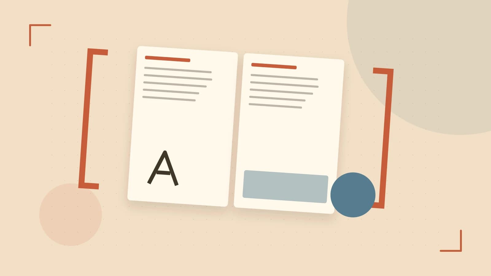Editorial illustration of typeset pages, expressive letterform shapes and a precise editorial page grid
