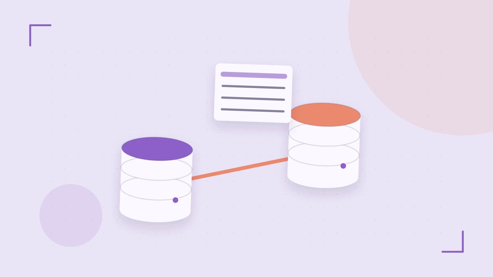 Editorial illustration of structured records, database cylinders and relationships between tables