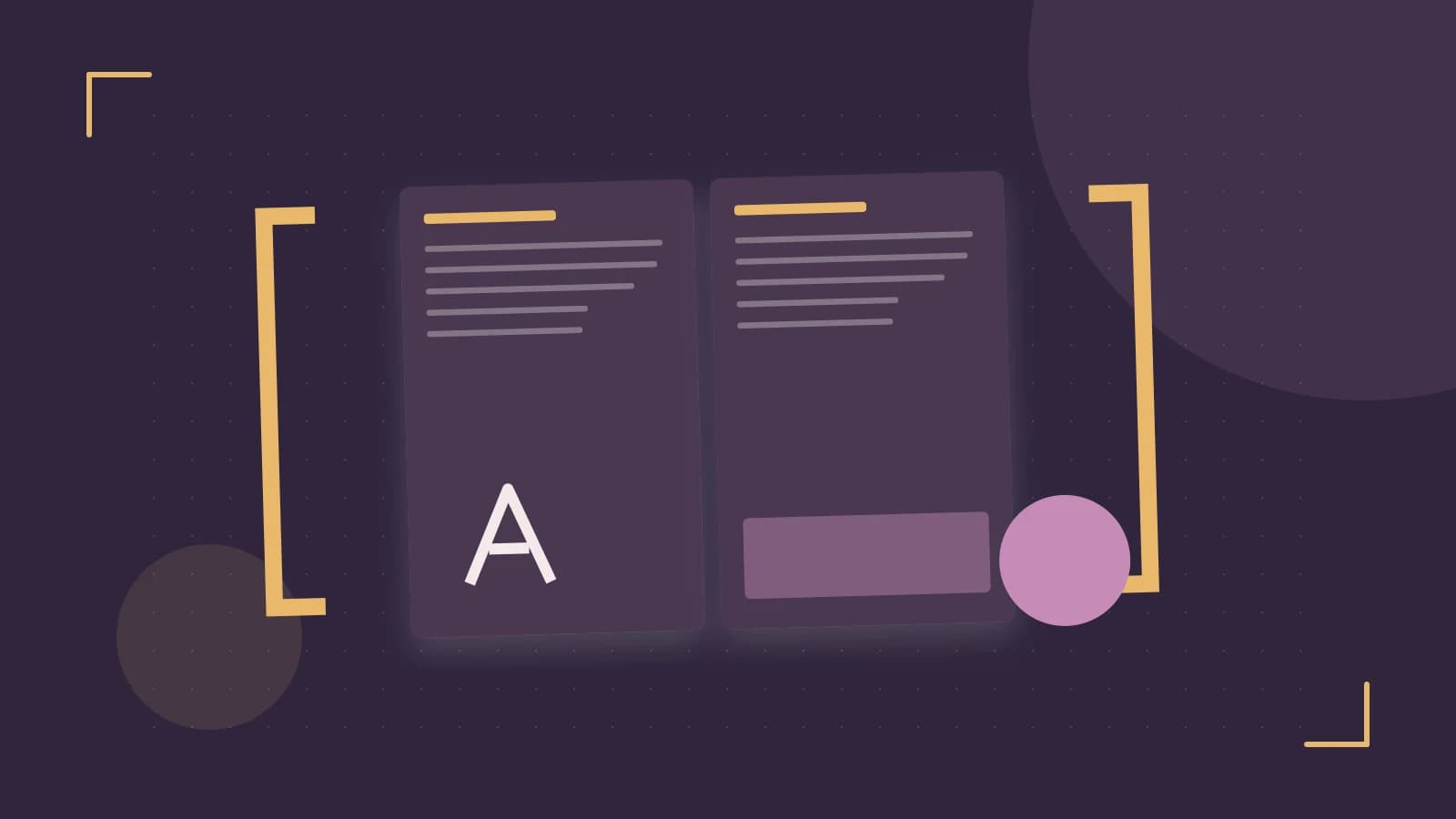 Editorial illustration of typeset pages, expressive letterform shapes and a precise editorial page grid