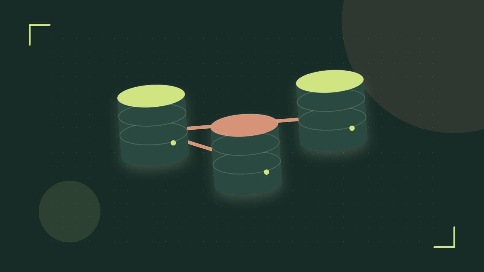 Editorial illustration of structured records, database cylinders and relationships between tables