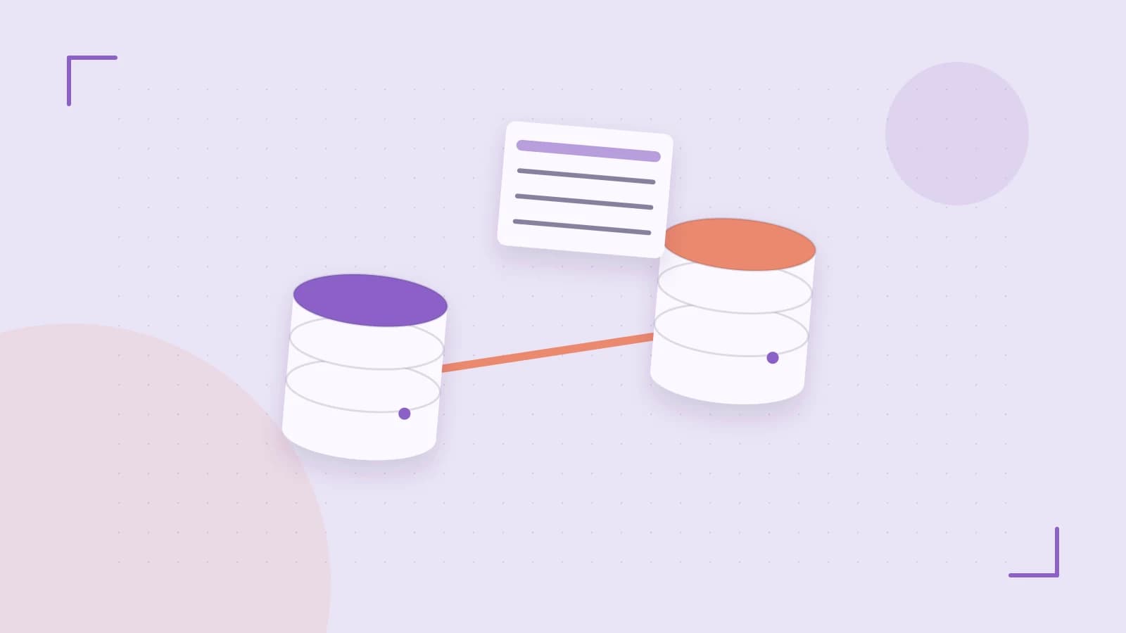 Editorial illustration of structured records, database cylinders and relationships between tables
