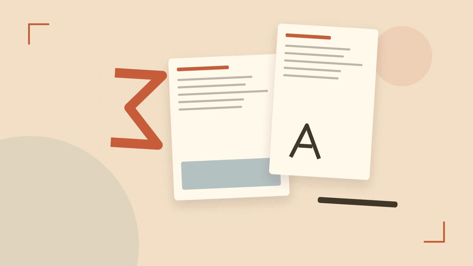Editorial illustration of typeset pages, expressive letterform shapes and a precise editorial page grid