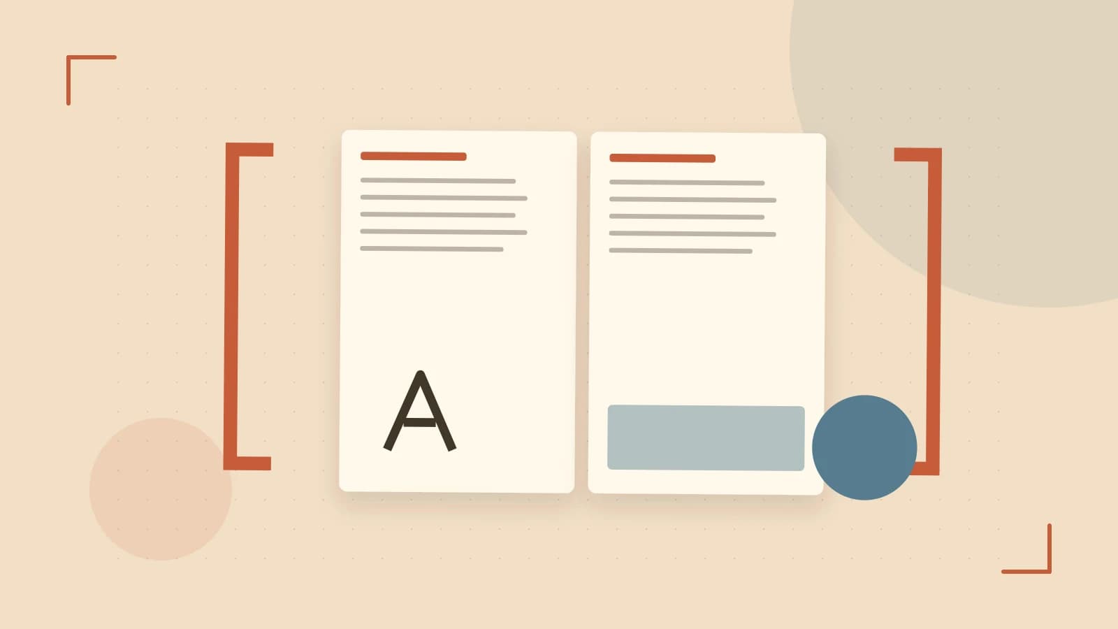Editorial illustration of typeset pages, expressive letterform shapes and a precise editorial page grid