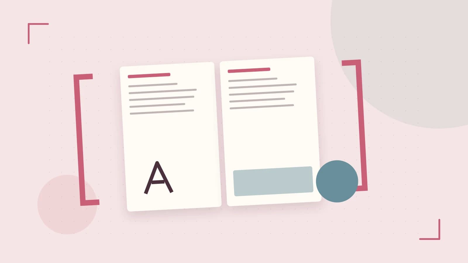 Editorial illustration of typeset pages, expressive letterform shapes and a precise editorial page grid