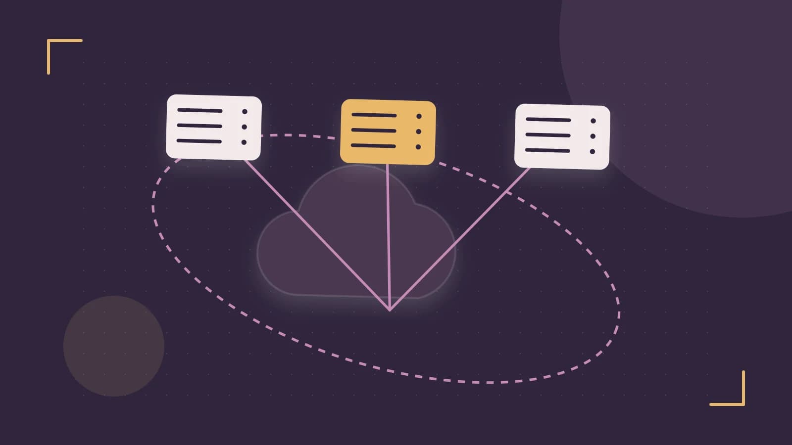 Editorial illustration of cloud infrastructure, connected server racks and an orbital service map