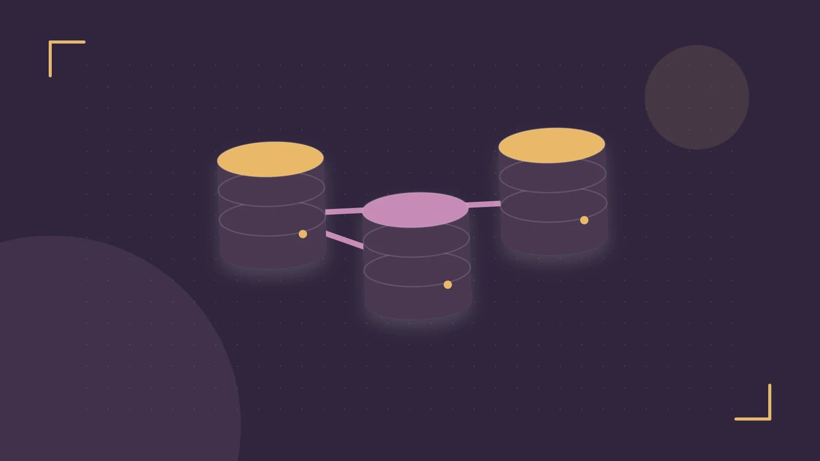 Editorial illustration of structured records, database cylinders and relationships between tables