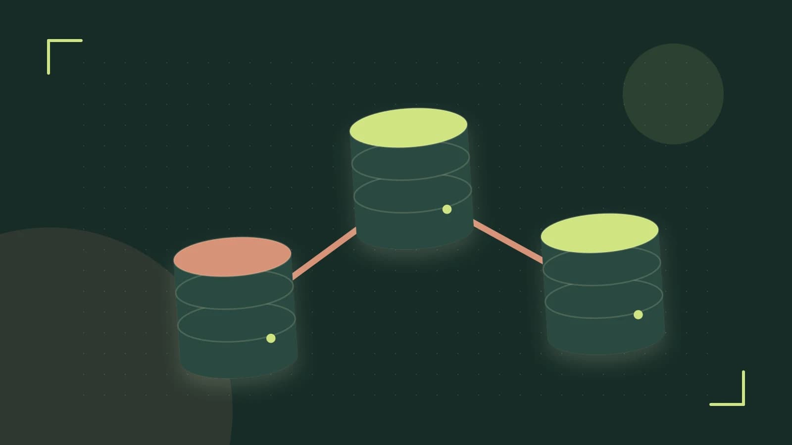 Editorial illustration of structured records, database cylinders and relationships between tables