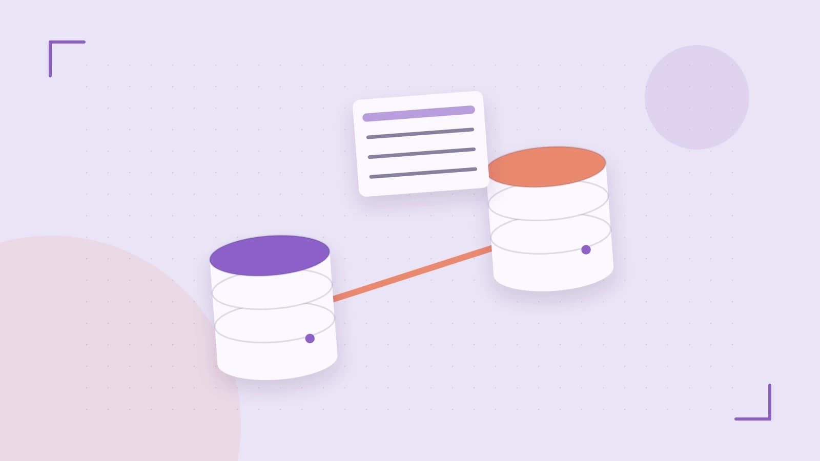 Editorial illustration of structured records, database cylinders and relationships between tables