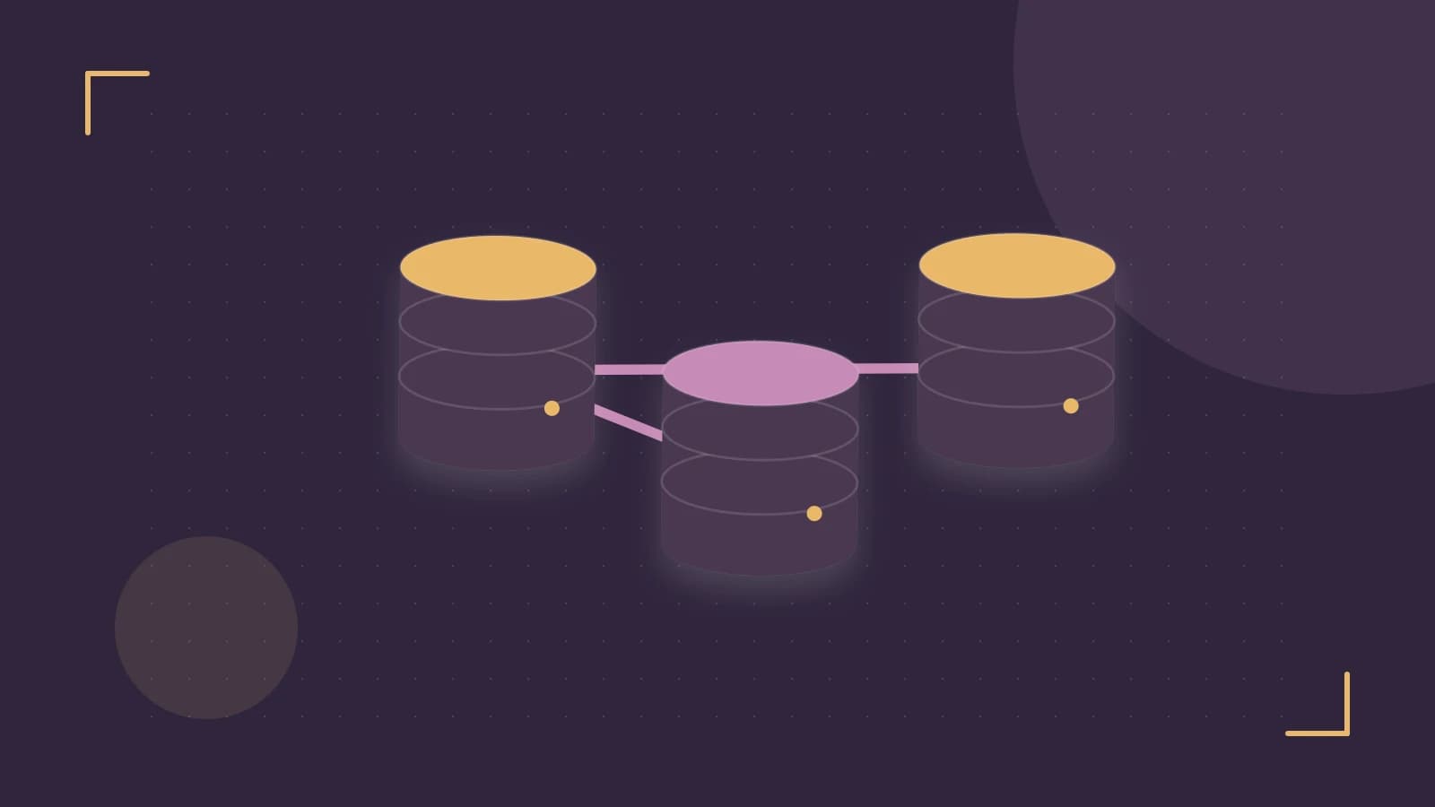 Editorial illustration of structured records, database cylinders and relationships between tables