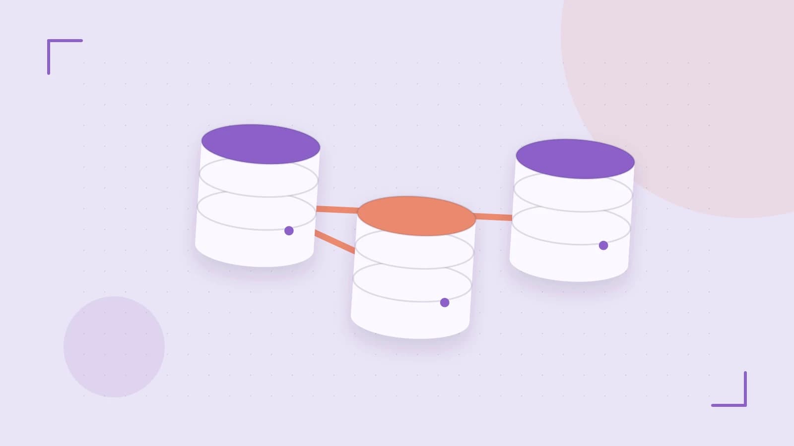 Editorial illustration of structured records, database cylinders and relationships between tables