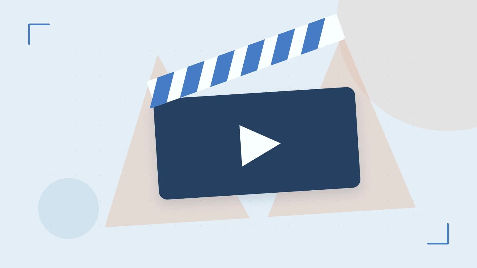 Editorial illustration of a film clapperboard, a spotlight and layered cultural artwork