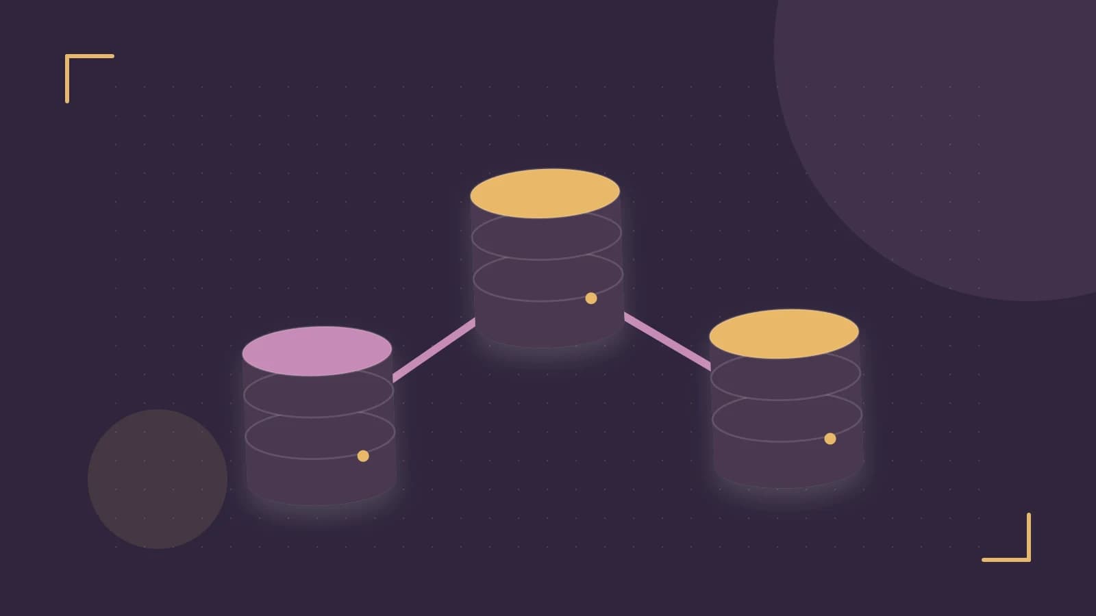 Editorial illustration of structured records, database cylinders and relationships between tables