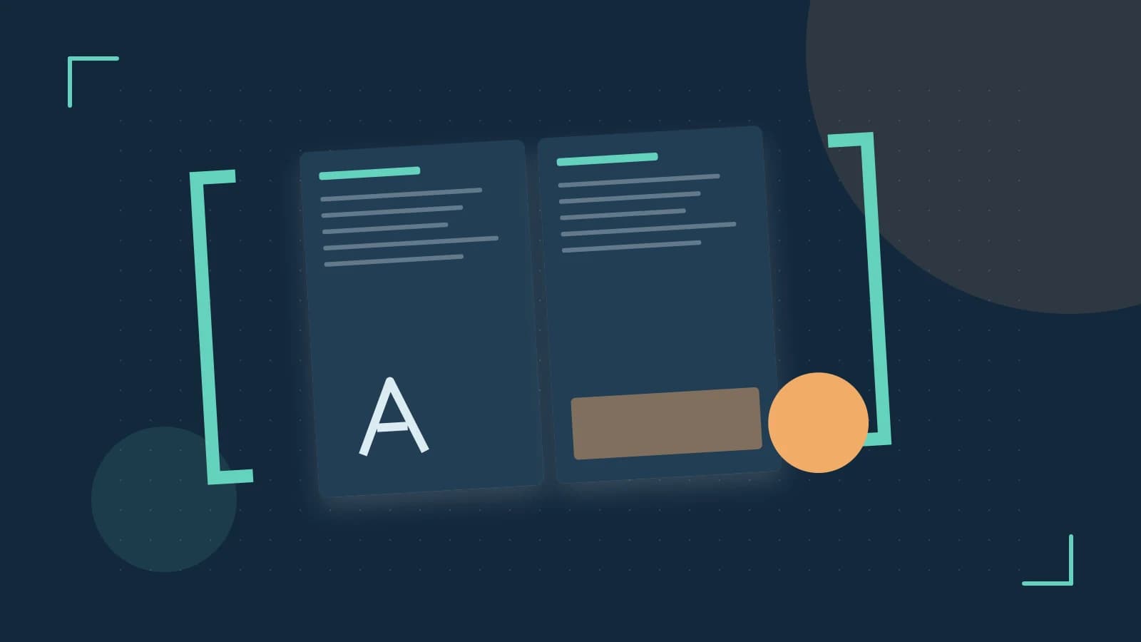Editorial illustration of typeset pages, expressive letterform shapes and a precise editorial page grid