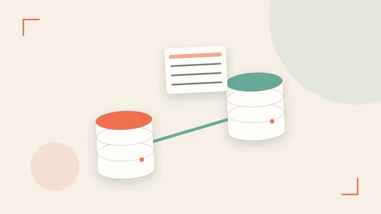 Editorial illustration of structured records, database cylinders and relationships between tables