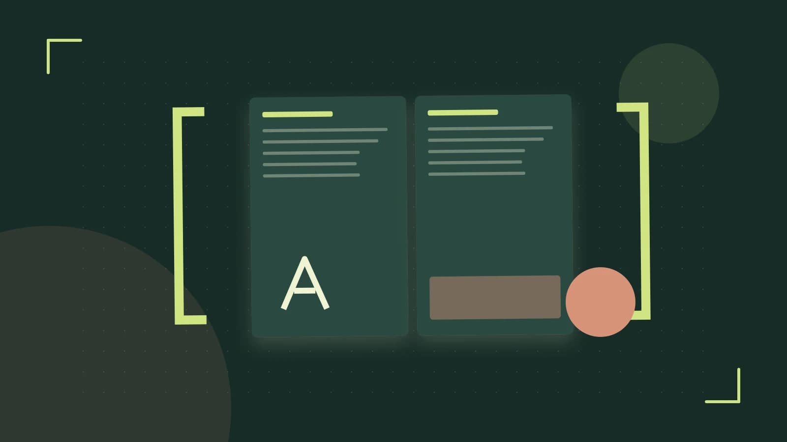 Editorial illustration of typeset pages, expressive letterform shapes and a precise editorial page grid
