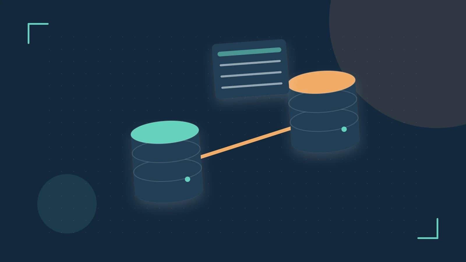 Editorial illustration of structured records, database cylinders and relationships between tables