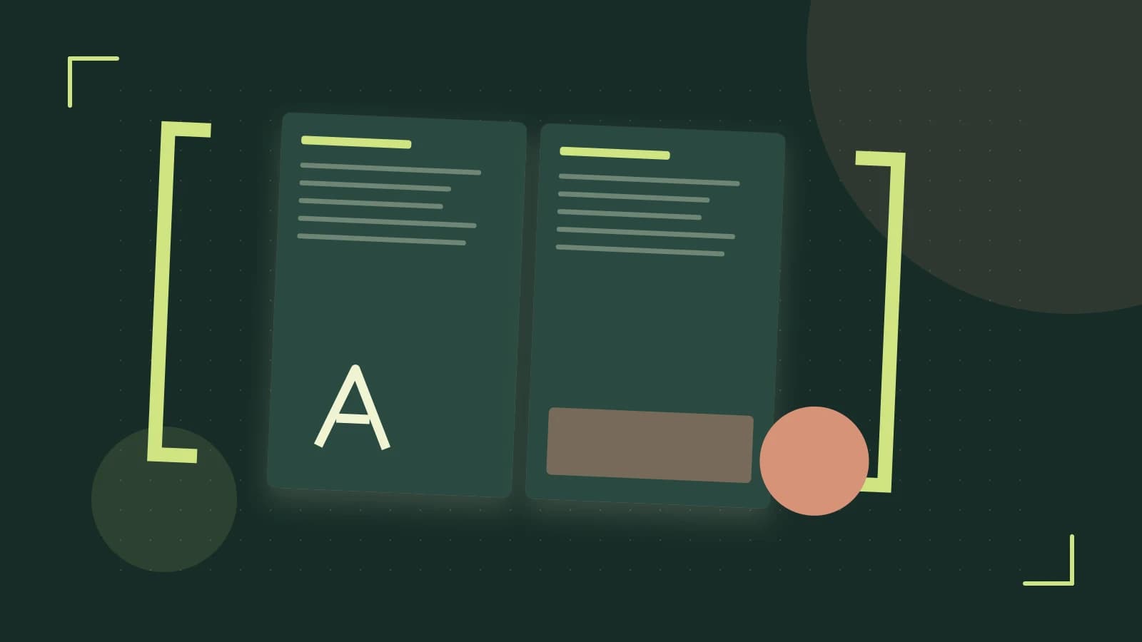 Editorial illustration of typeset pages, expressive letterform shapes and a precise editorial page grid
