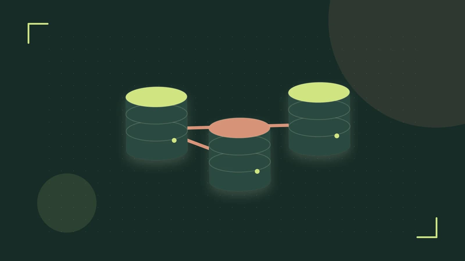 Editorial illustration of structured records, database cylinders and relationships between tables