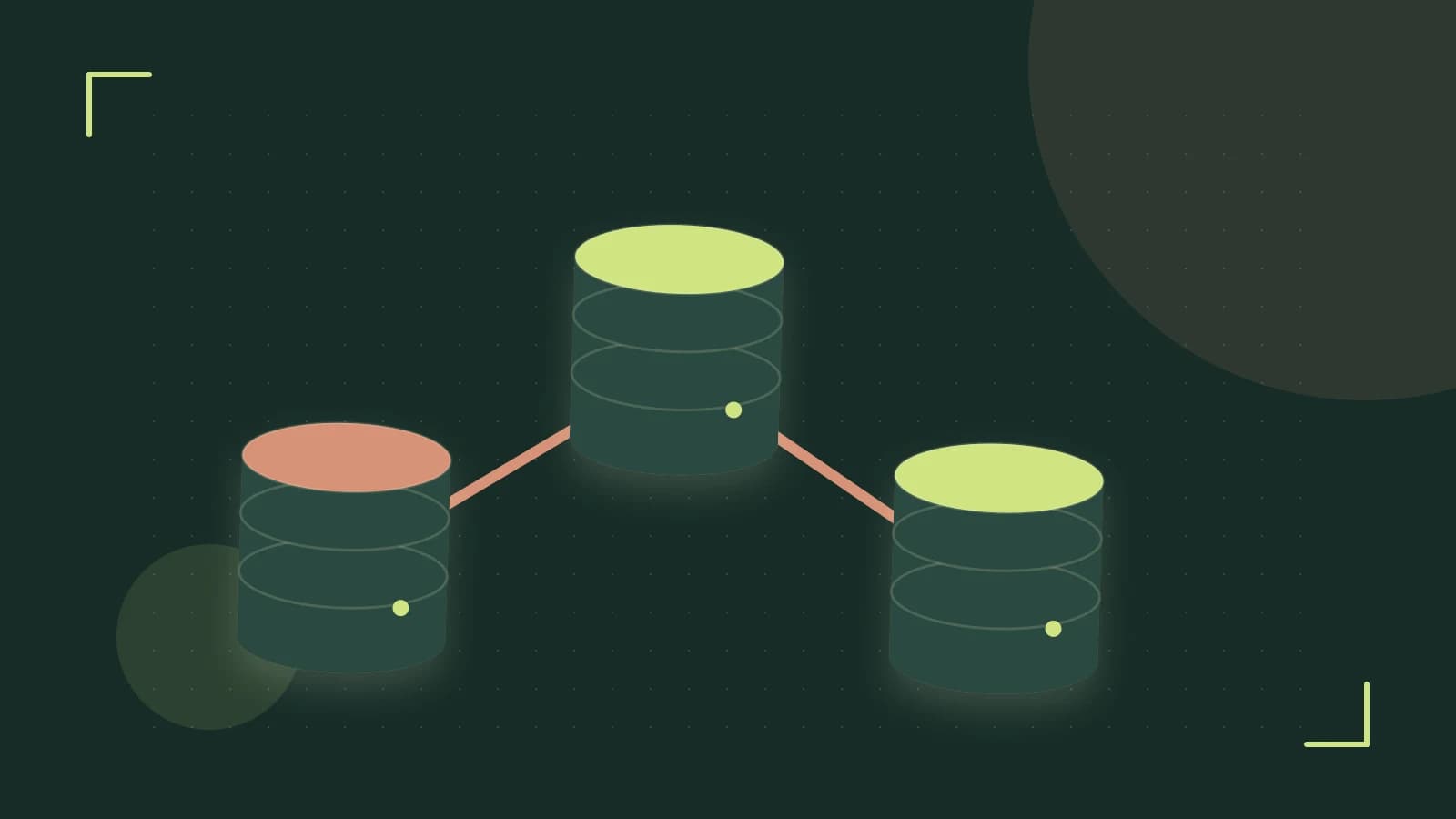 Editorial illustration of structured records, database cylinders and relationships between tables