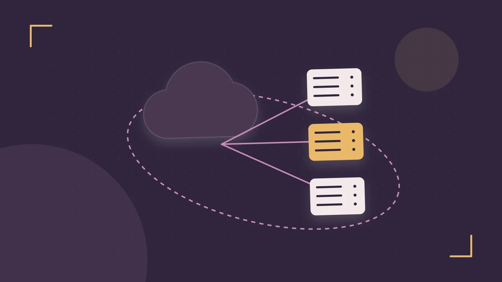 Editorial illustration of cloud infrastructure, connected server racks and an orbital service map